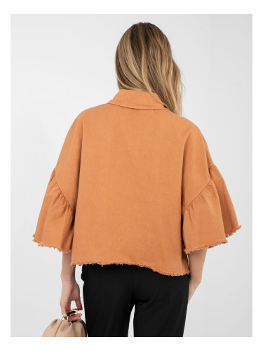 Дамско оранжево яке с волани
