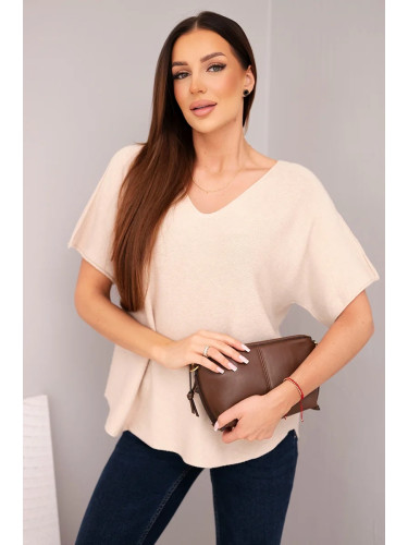 Дамска блуза с къс ръкав и V-образно деколте
