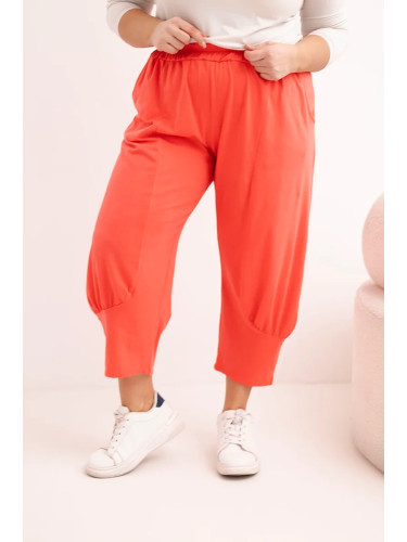 Панталон Kesi Plus Size с ниска талия, коралов цвят