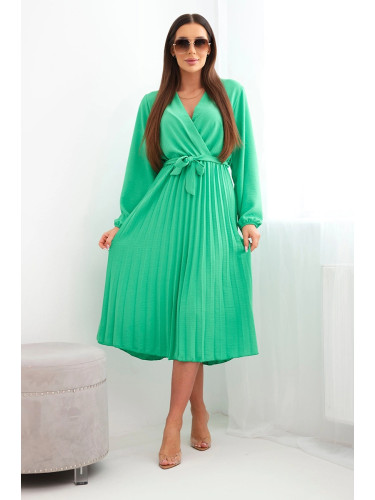 Зелена плисирана рокля Кеси