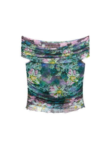 Флорален топ с деколте тип „лодка“