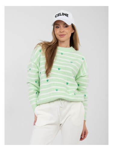Светлозелен пуловер с райета