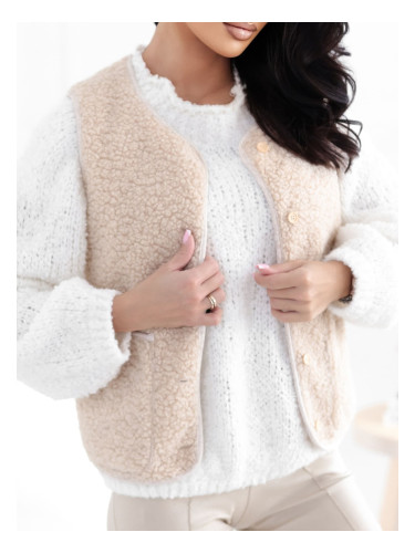 Дамски светлобежов елек