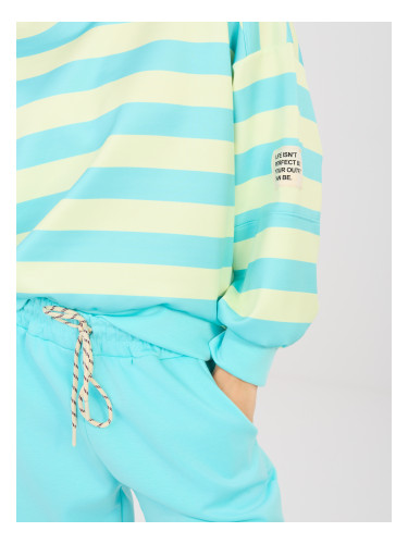 Дамски раиран комплект в цвят мента