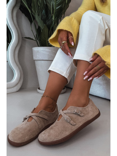 Кожени велурени мокасини Zazoo N1271 бежови