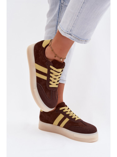 Дамски кецове на платформа в шоколадов цвят Giselia