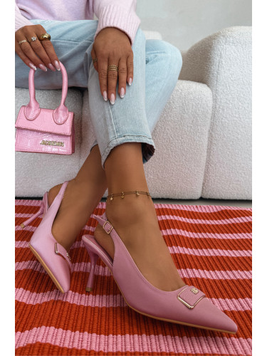 Дамски розови сандали на ток Lurella