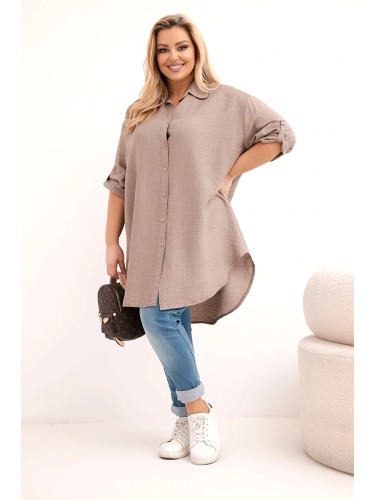 Дамска риза от вискоза с големи размери и удължен гръб
