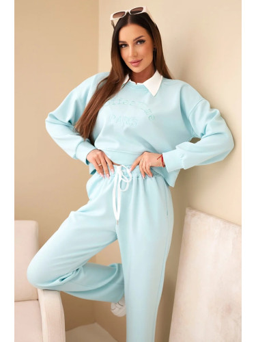 Дамски комплект Kesi с яка и прав панталон