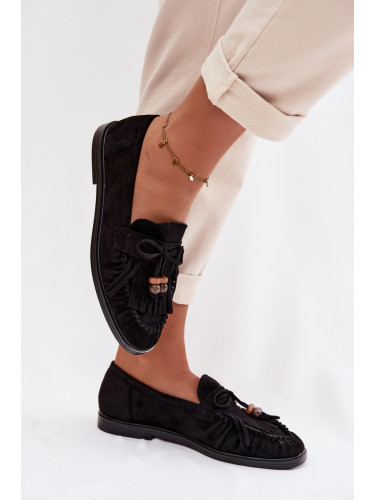 Дамски мокасини с пискюли и мъниста Teressa