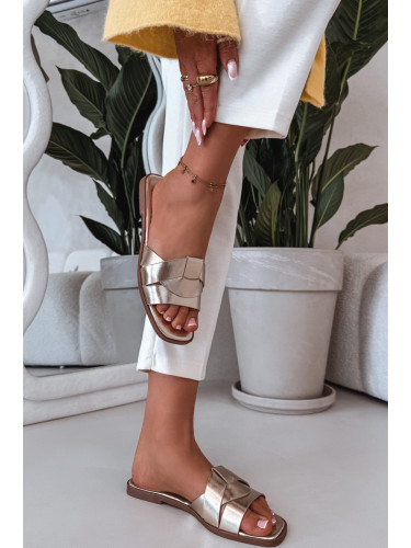 Дамски златни джапанки с каишки Marissae