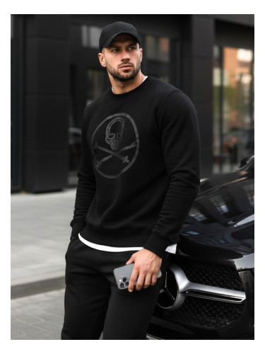 Черен суичър с качулка и череп