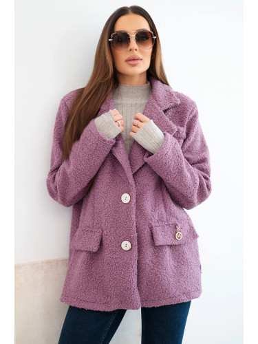 Дамско лилаво меко поларено палто