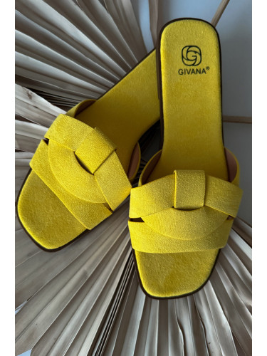 Дамски жълти джапанки с презрамки Florane