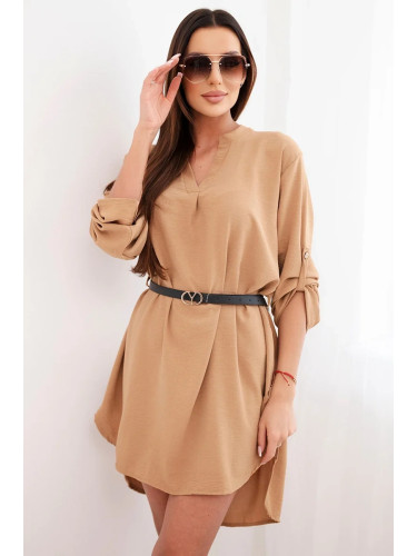 Италианска рокля Kesi с колан, светло кафяв