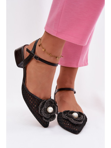 Дамски сандали с декориран блоков ток