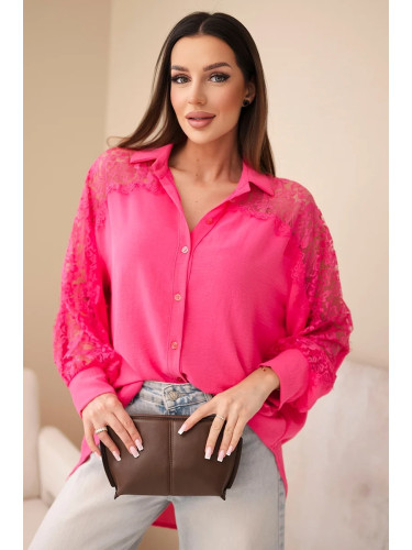 Дамска вискозна блуза с дантелени ръкави