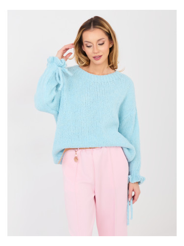 Светлосин пуловер с панделки