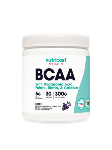 Верижно-разклонени аминокиселини за жени с вкус на грозде 300 g прах | Nutricost