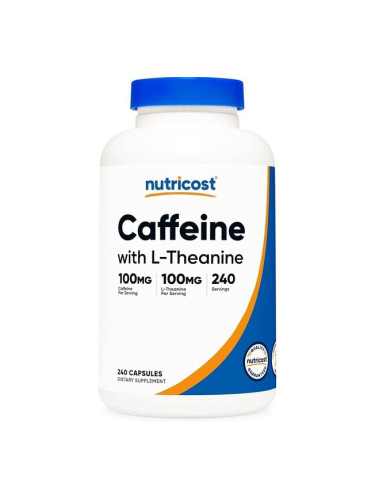 Кофеин + Теанин 240 капсули | Nutricost