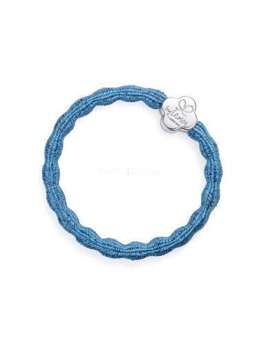 By Eloise London Metallic Silver Quatrefoil Ластик за коса за жени 1 бр Нюанс Sky Blue