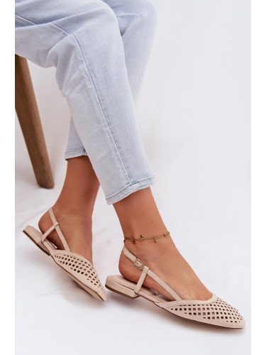 Бежови перфорирани балерини Farivelle