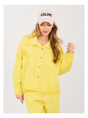 Жълто дънково яке с дантела