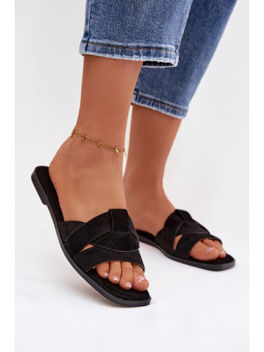 Дамски джапанки с каишки от ековелур