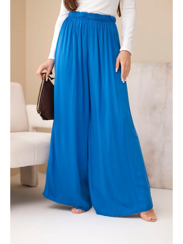 Дамски широки вискозен панталон с еластична талия