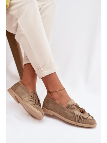 Дамски мокасини с пискюли и мъниста Teressa