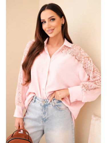 Дамска вискозна блуза с дантелени ръкави