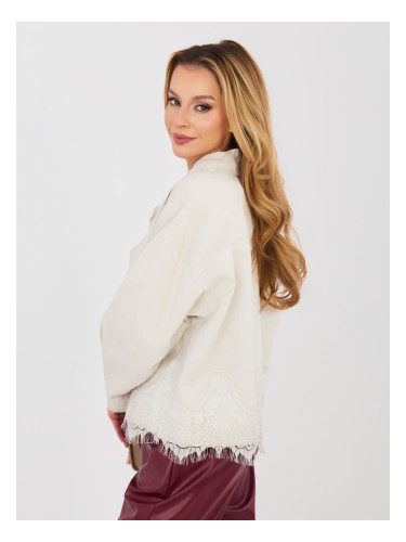 Светлобежово дънково яке