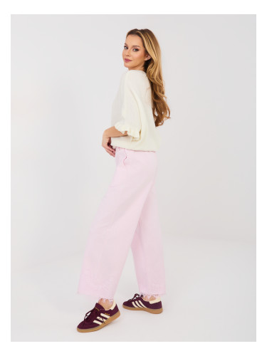 Светлорозови панталони с еластична талия