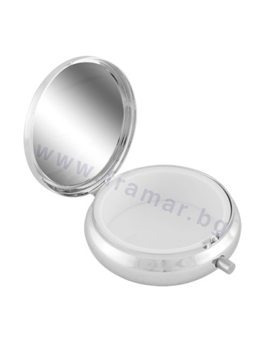 КРЪГЛА МЕТАЛНА КУТИЯ ЗА ЛЕКАРСТВА БЕЗ РАЗДЕЛИТЕЛ