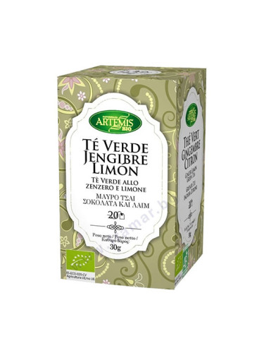 АРТЕМИС БИО ЗЕЛЕН ЧАЙ С ДЖИНДЖИФИЛ И ЛИМОН филтър * 20