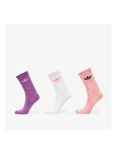 Чорапи adidas Tie Dye Crew Socks 3 Pairs Blush Pink/ Purple Rush/ White L