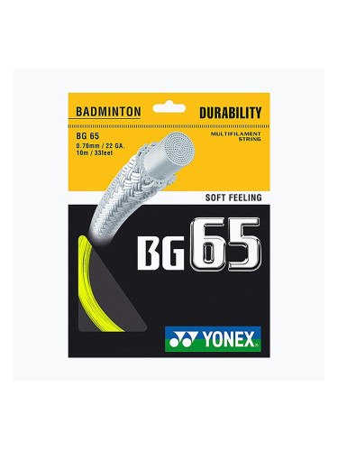 Струна за бадминтон YONEX BG 65 Комплект 10 м жълта