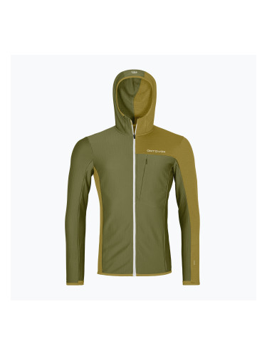 Мъжки суитшърт ORTOVOX Fleece Light Grid с качулка от диви билки