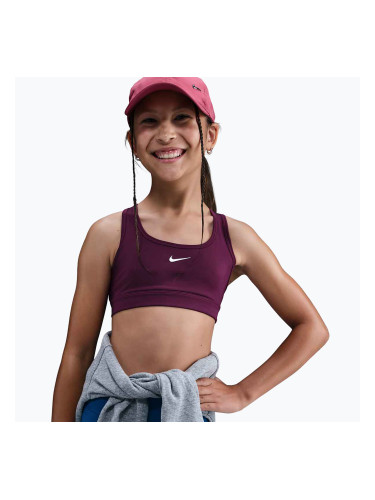 Детски спортен сутиен Nike Swoosh bordeaux/white