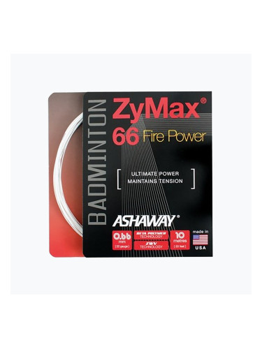 Струна за бадминтон ASHAWAY ZyMax 66 Power - комплект бял