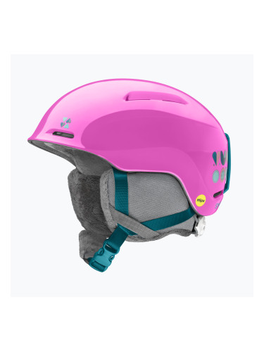 Детска скиорска каска Smith Glide Jr Mips vivid pink hearts