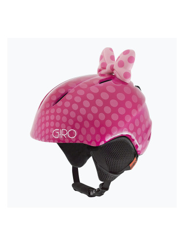 Детска скиорска каска Giro Launch Plus pink bow polka dots