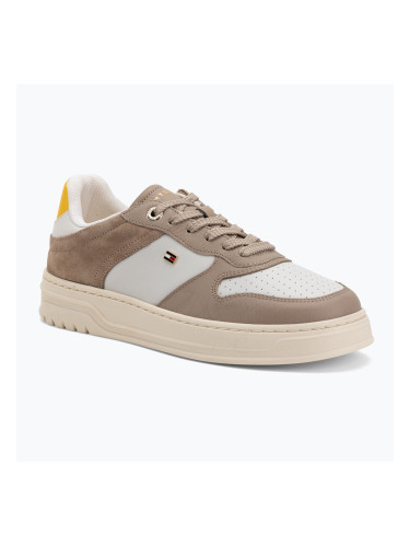 Дамски обувки Tommy Hilfiger Sporty Cupsole Tumbled Leather coastal taupe/ecru/yellow