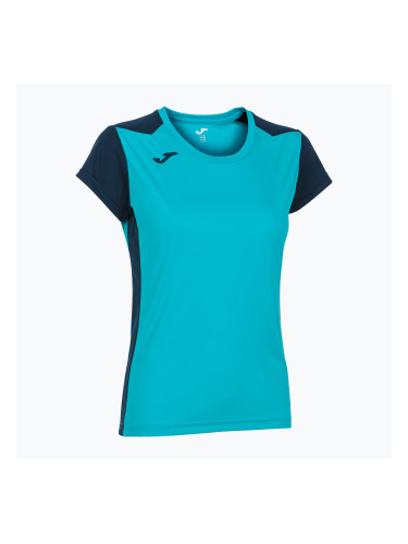 Дамска тениска за бягане Joma Record II fluor turquoise/navy