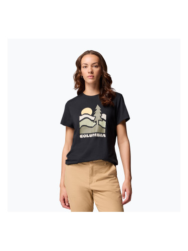 Дамска тениска за трекинг Columbia Ruby Springs Graphic Fitted black/get hiked