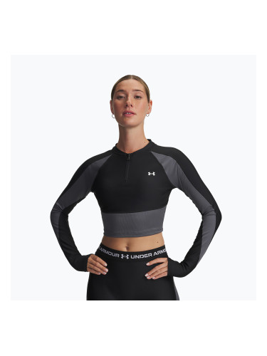 Дамска блуза с дълъг ръкав за тренировка Under Armour HeatGear Rib 1/4 Zip black/castlerock/white