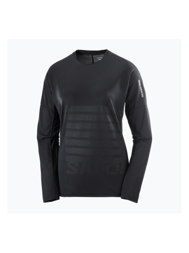 Мъжки тишърт Salomon Sense Aero Tee GFX deep black/black за бягане с дълъг ръкав