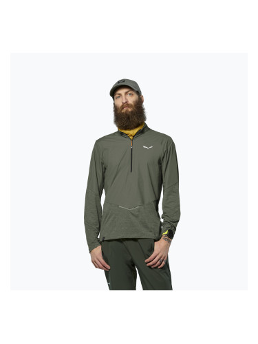 Мъжка блуза с дълъг ръкав Salewa Pedroc Dry Wind Half Zip Tee faded green