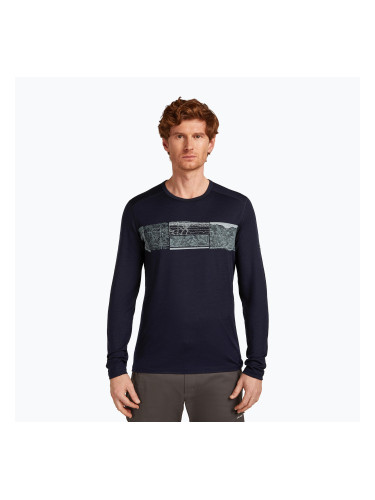 Мъжка термоактивна блуза с дълъг ръкав icebreaker Merino 200 Oasis Crewe Elevation Line midnight navy