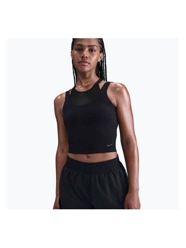 Дамски топ за тренировка Nike One Fitted Dri-Fit Cropped Tank black/dark smoke grey